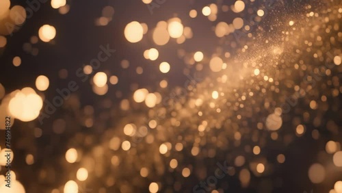 Bokeh footage with gold particles spreading everywhere photo
