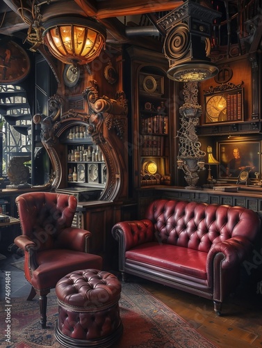 Interior design of a steampunk home.