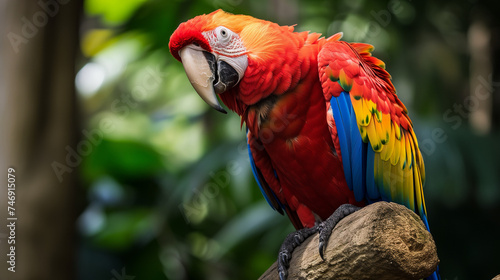 Portrait_of_a_Scarlet_Macaw_perched_avian 