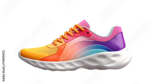 A mockup featuring colorful and stylish running sneakers, with dynamic shadows adding depth and realism, without any branding.