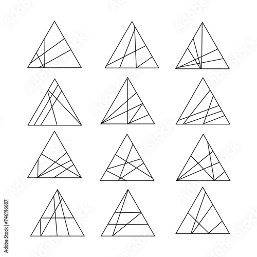 set of triangle intersekt geometric line art topography 