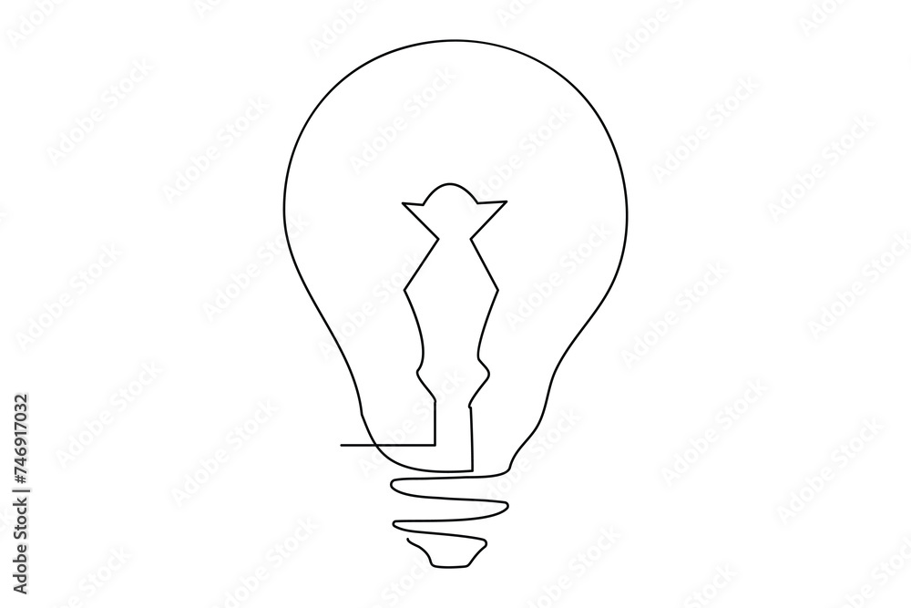 Light bulb isolated on white light bulb one line outline vector art illustration Light bulb isolated on white light bulb one line outline vector art illustration