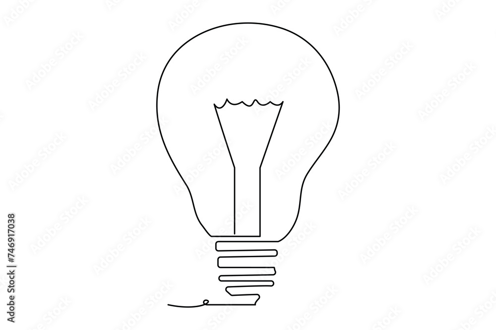 Light bulb isolated on white light bulb one line outline vector art illustration Light bulb isolated on white light bulb one line outline vector art illustration