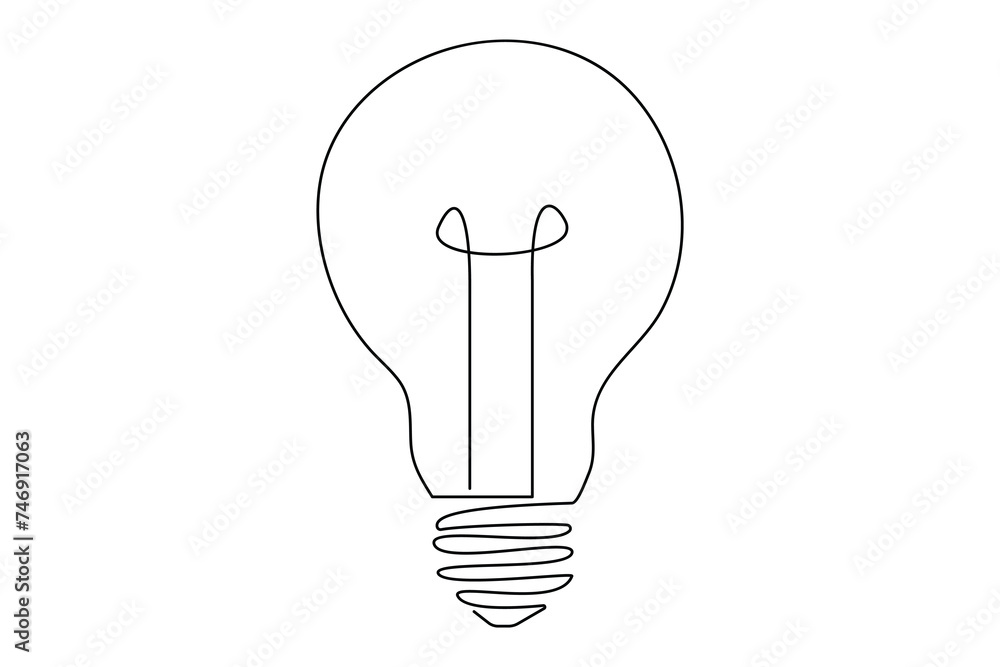 Light bulb isolated on white light bulb one line outline vector art illustration Light bulb isolated on white light bulb one line outline vector art illustration