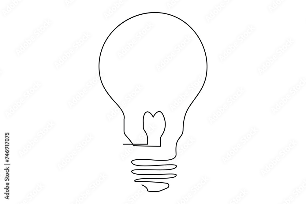 Light bulb isolated on white light bulb one line outline vector art illustration Light bulb isolated on white light bulb one line outline vector art illustration