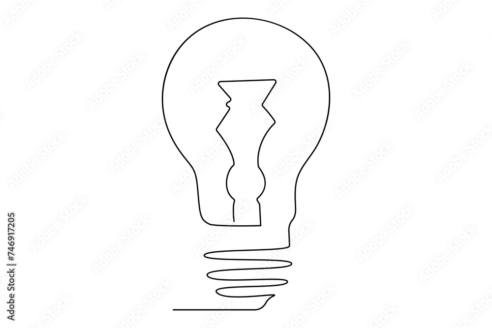Light bulb isolated on white light bulb one line outline vector art illustration Light bulb isolated on white light bulb one line outline vector art illustration