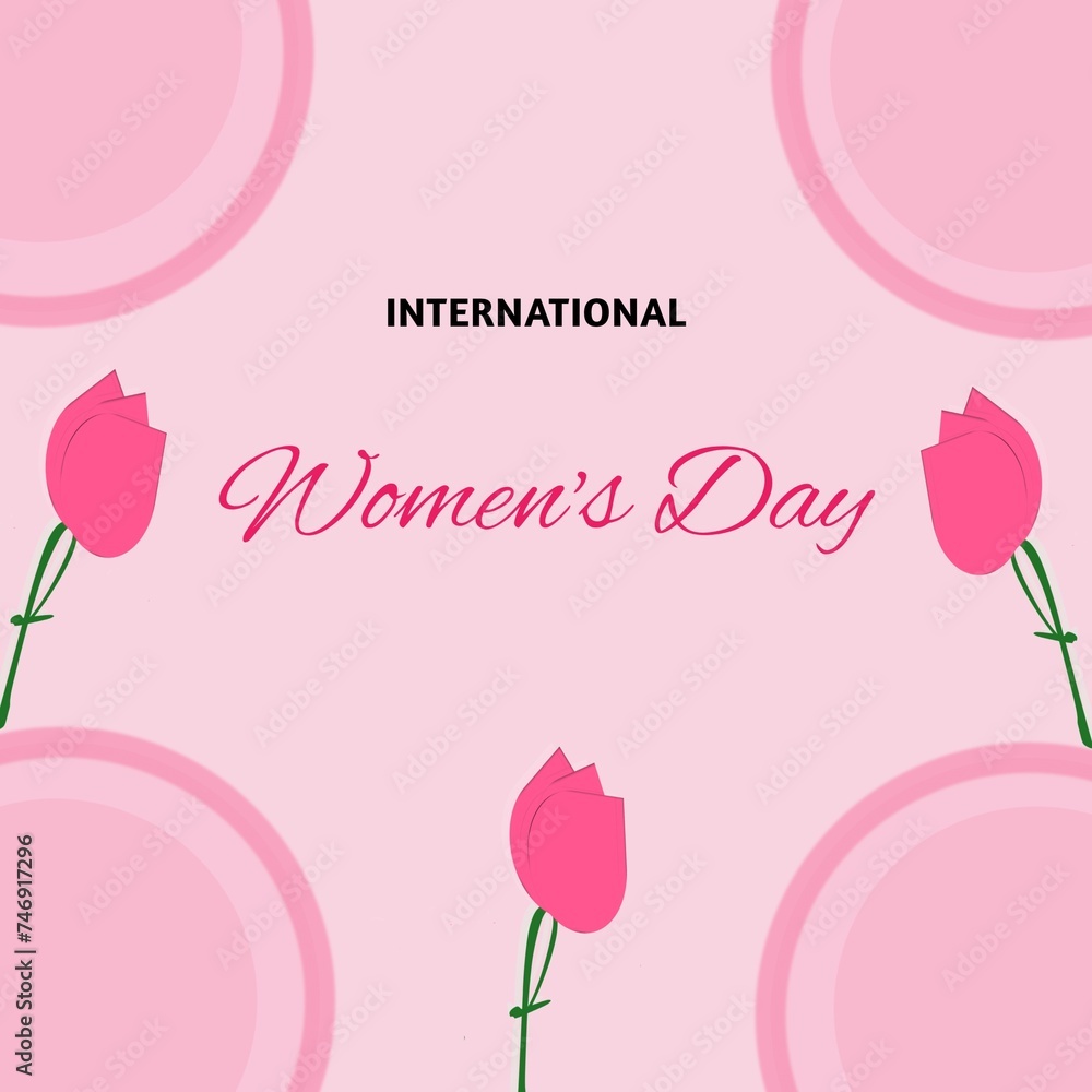 Women's Day card with pink roses. international women's day Women's Day card with pink roses. international women's day