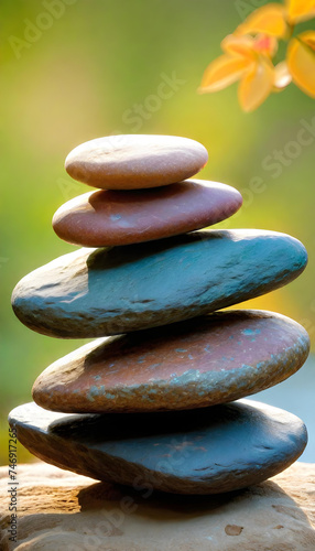 Meditation  Balance Stones  Zen  Relaxation  Peaceful  Harmony  Tranquility  Wellness  Spa  Mindfulness  Serenity  Calm  Meditation Practice  Yoga  Health  AI Generated