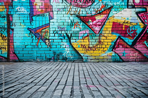Graffiti-Kunst  Bemalte Wand f  r Mockups und Hintergr  nde