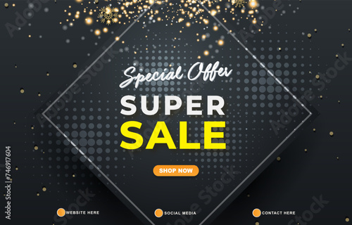 special offer super sale discount template banner with copy space for product sale with abstract gradient black background design