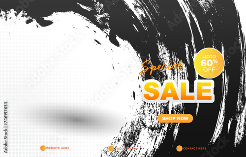 special sale discount template banner with copy space for product sale with abstract gradient black and white background design