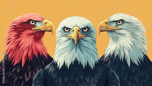 Bald eagle. Bird portrait. three-piece feather freedom headshot. photo