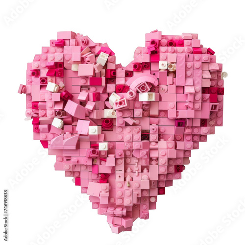 Pink Lego Heart on White Background