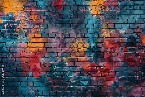 Farbenfrohe Wand  Bemalte Backsteinwand als kreative Wandgestaltung