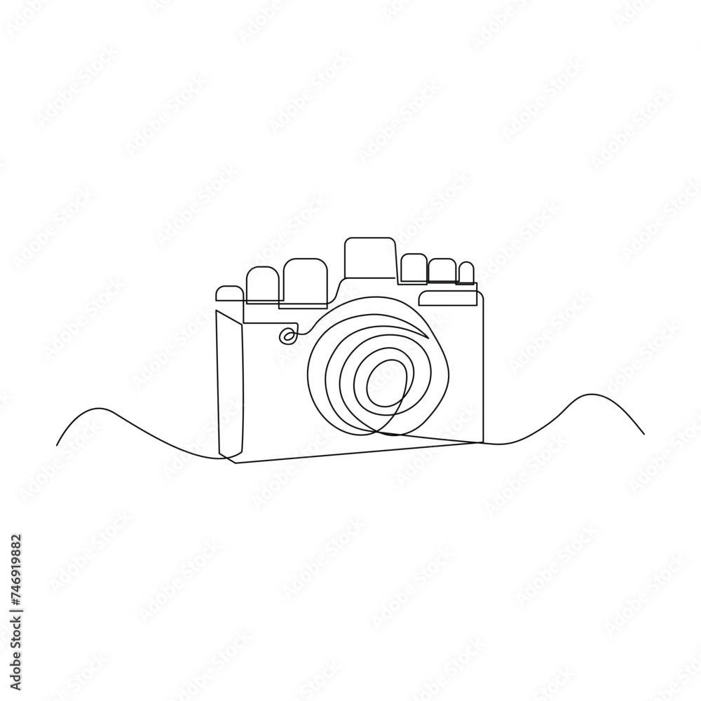 Continuous one line drawing hd photo camera outline vector illustration