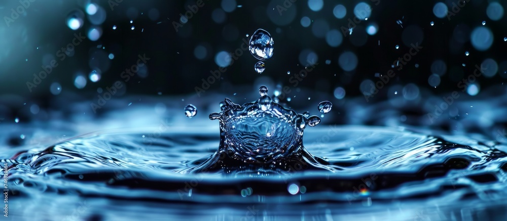 Soothing Water Drop Splashing into a Refreshing Pool - Serenity and Relaxation Concept