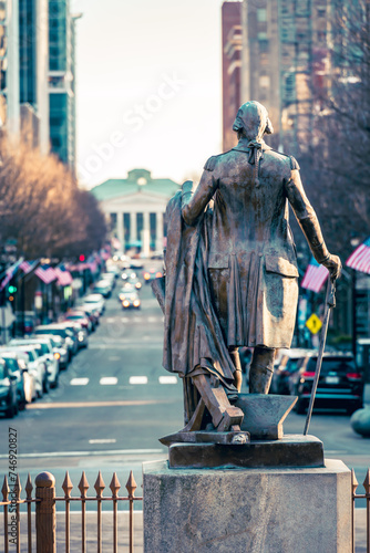 View of statue at the end of Fayetteville street in Raleigh