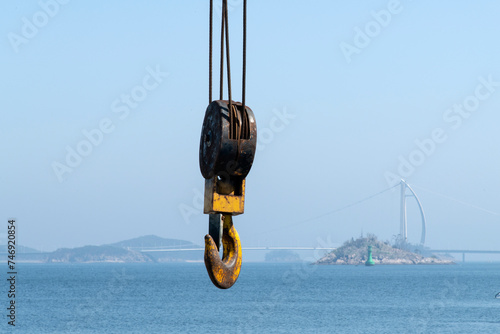 View of the crane at the seaside photo