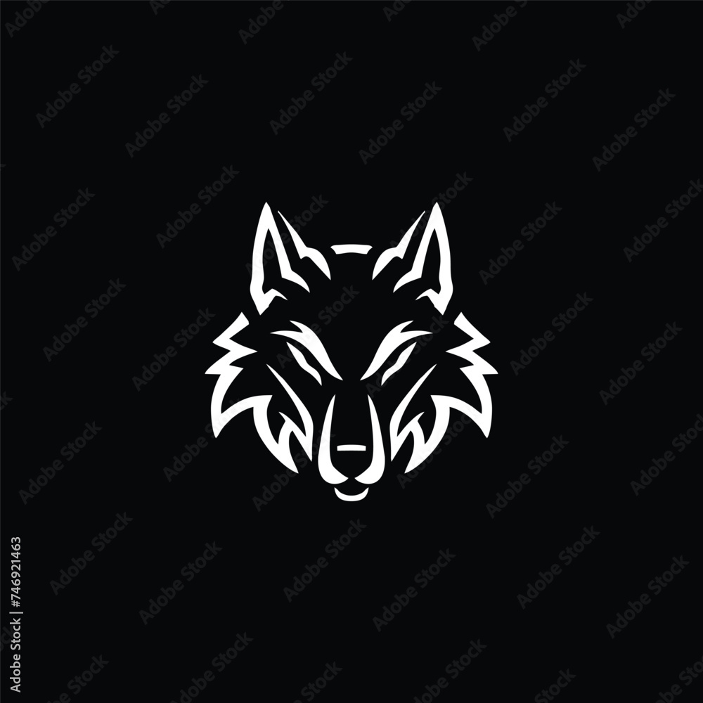 Obraz premium Luxury wolf head logo template mascot symbolabstract for Vector Vintage Design Element