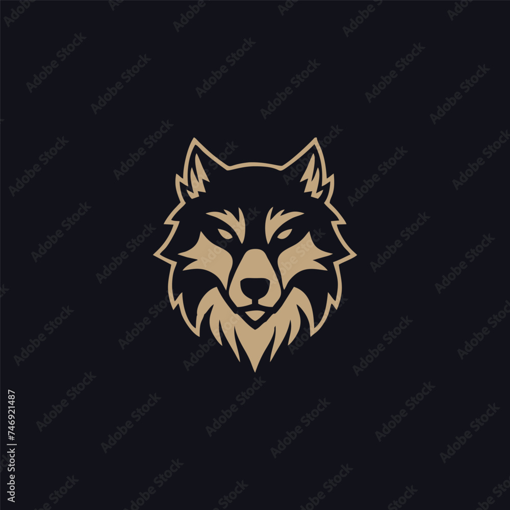 Fototapeta premium Luxury wolf head logo template mascot symbolabstract for Vector Vintage Design Element