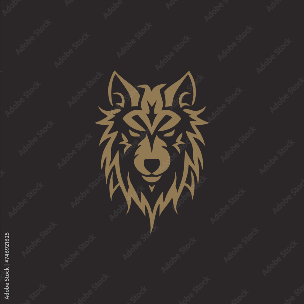 Obraz premium Luxury wolf head logo template mascot symbolabstract for Vector Vintage Design Element