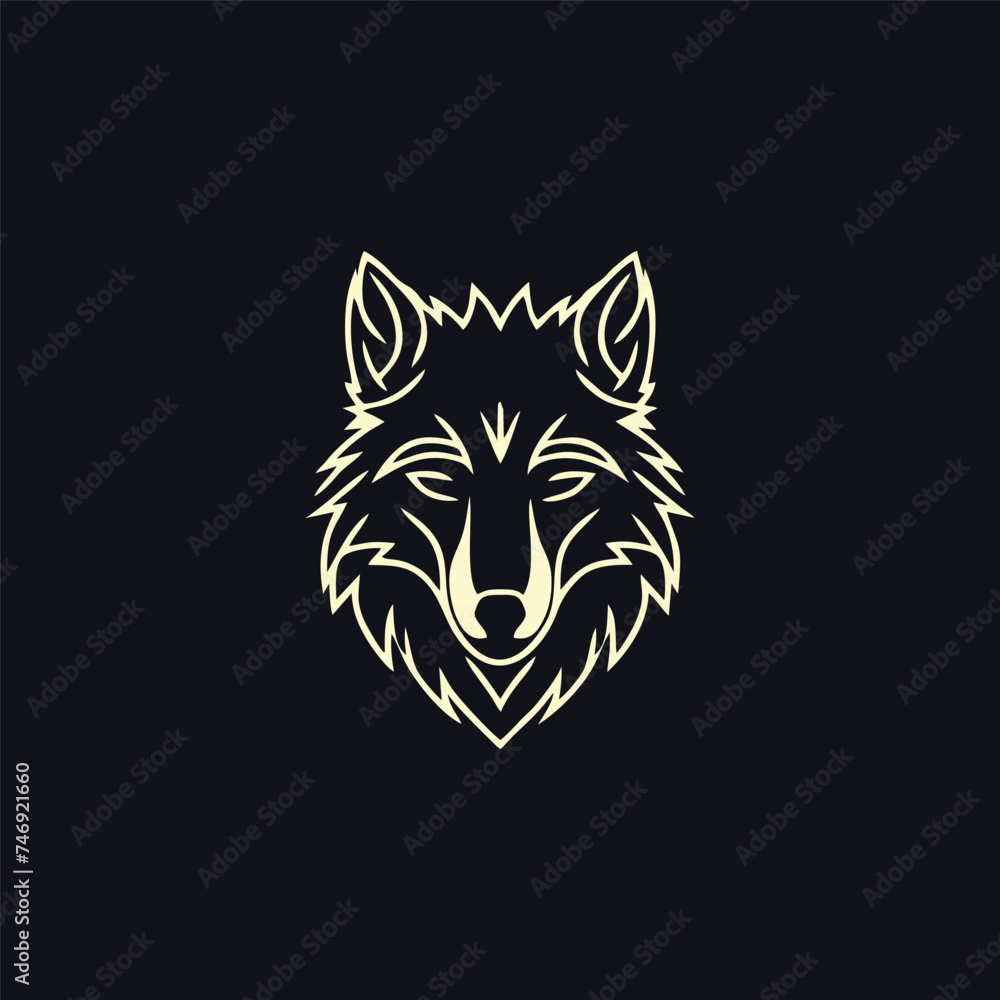 Obraz premium Luxury wolf head logo template mascot symbolabstract for Vector Vintage Design Element