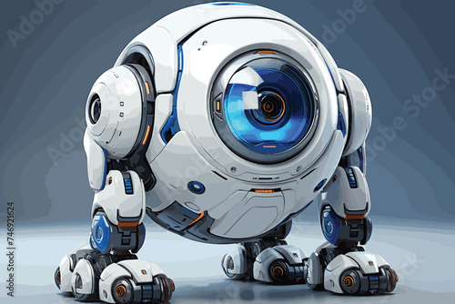 White turtle robot / Strong robotic turtle with glowing circle
