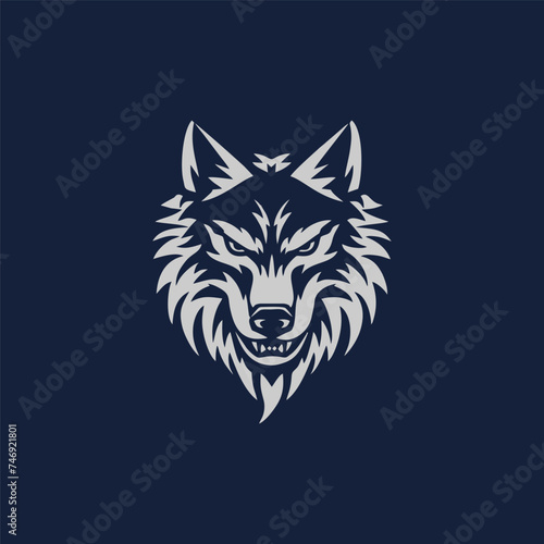 Luxury wolf head logo template mascot symbolabstract for Vector Vintage Design Element
