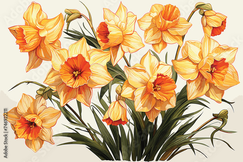 Daylilies Watercolor illustration. Hand drawn underwater element design. Artistic vector marine design element. Illustration for greeting cards,