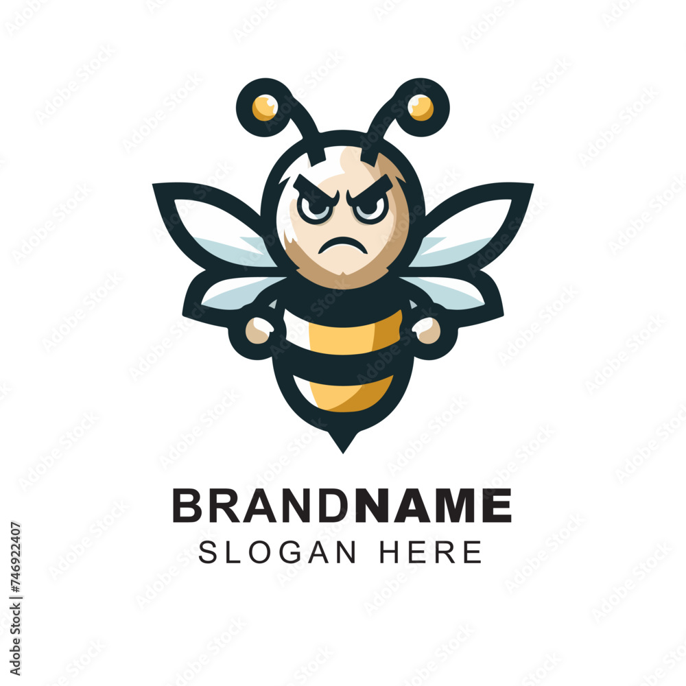 Angry bee mascot logo vector illustration Stock Vector | Adobe Stock