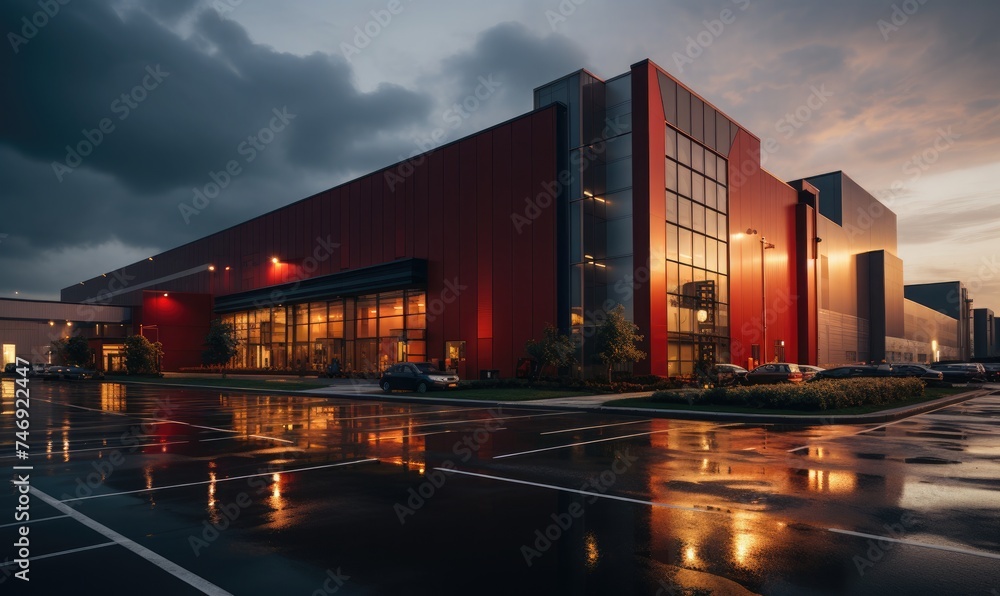 industrial center and logistics building - obrazy, fototapety, plakaty 