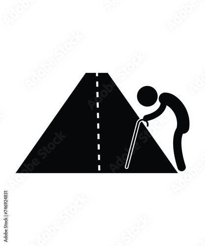 old man walking on road icon, vector best flat icon.