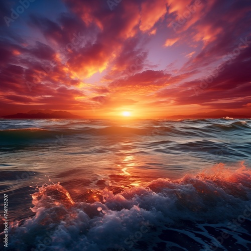 Beautiful sunset over the sea © Han