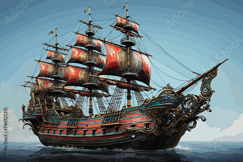 3D rendering of a sailing boat