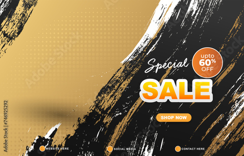 special sale discount template banner with copy space for product sale with abstract gradient brown and black background design
