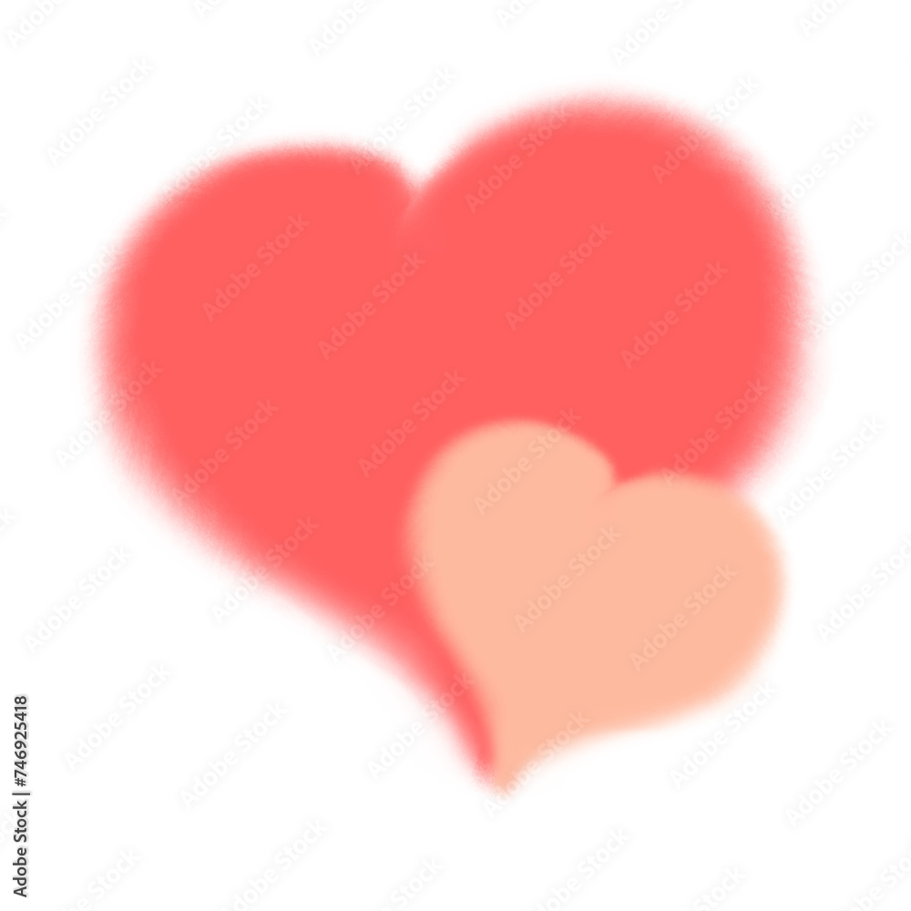 Illustration of fluffy hearts cuddling