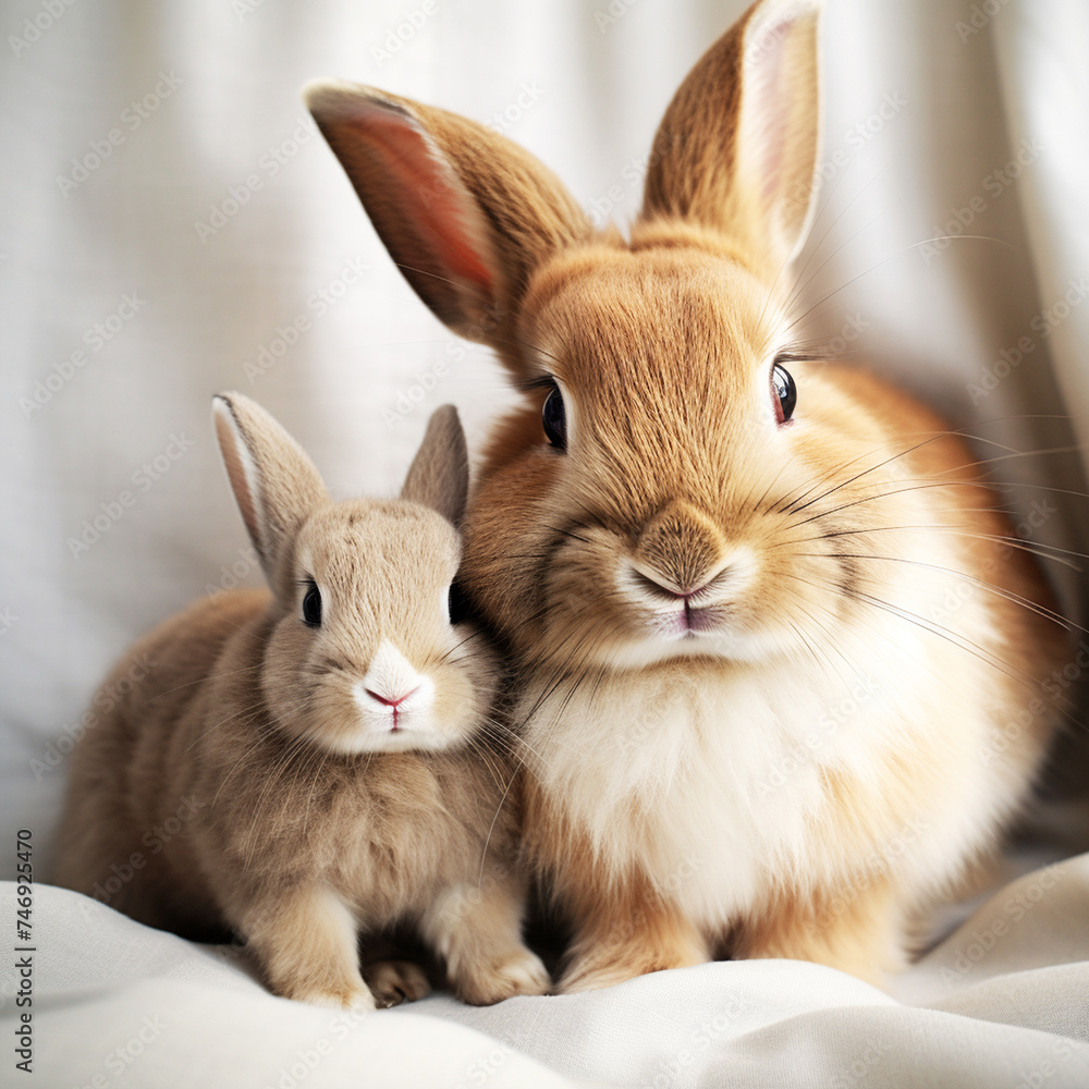 Mother rabbit and baby