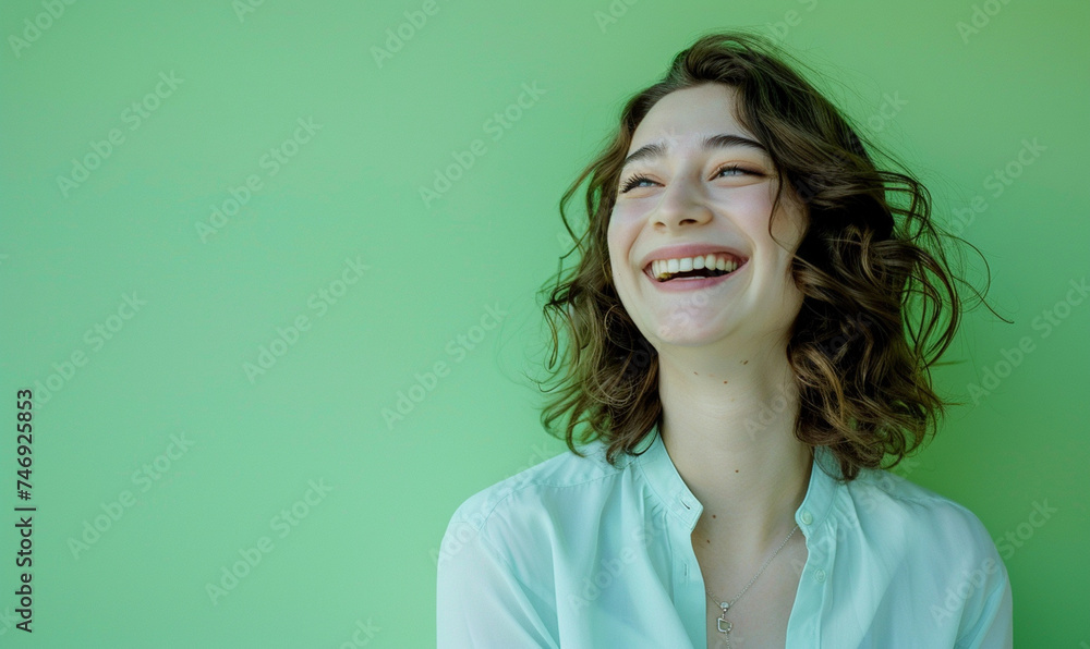 Fototapeta premium Women, young, youth, happiness, smile, satisfaction, laughter, self-actualization, desire,