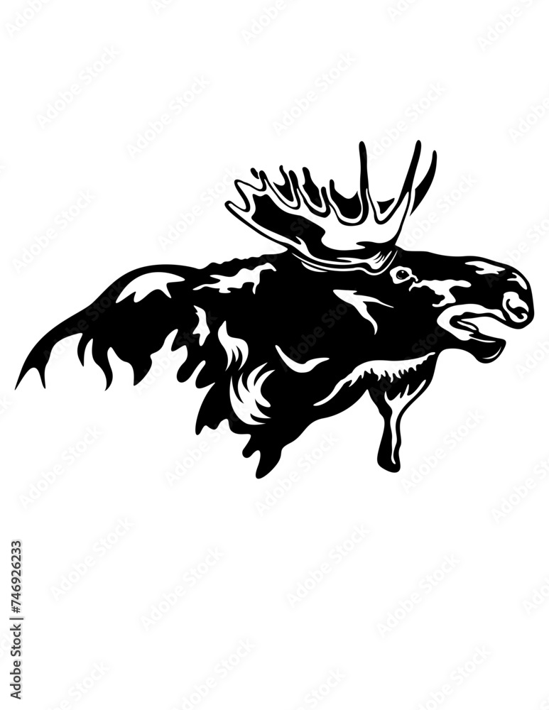 Fototapeta premium Moose | Bison | Outdoor | Woodland Animal | Farm Animal | Farm Life | Water Buffalo | Safari Animal | Zoo Animal | Original Illustration | Vector and Clipart | Cutfile and Stencil