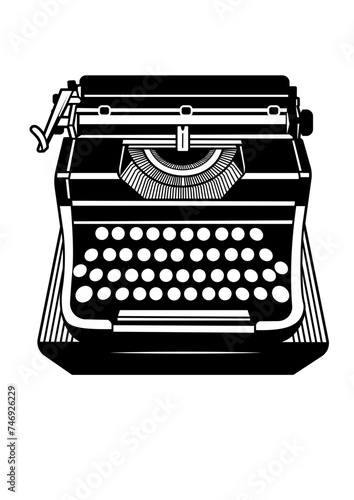 Typewriter | Retro | Vintage | Old Technology | Typing | Typewriting | Secretary | Old Gadget | Antique Keyboard | Original Illustration | Vector and Clipart | Cutfile and Stencil
