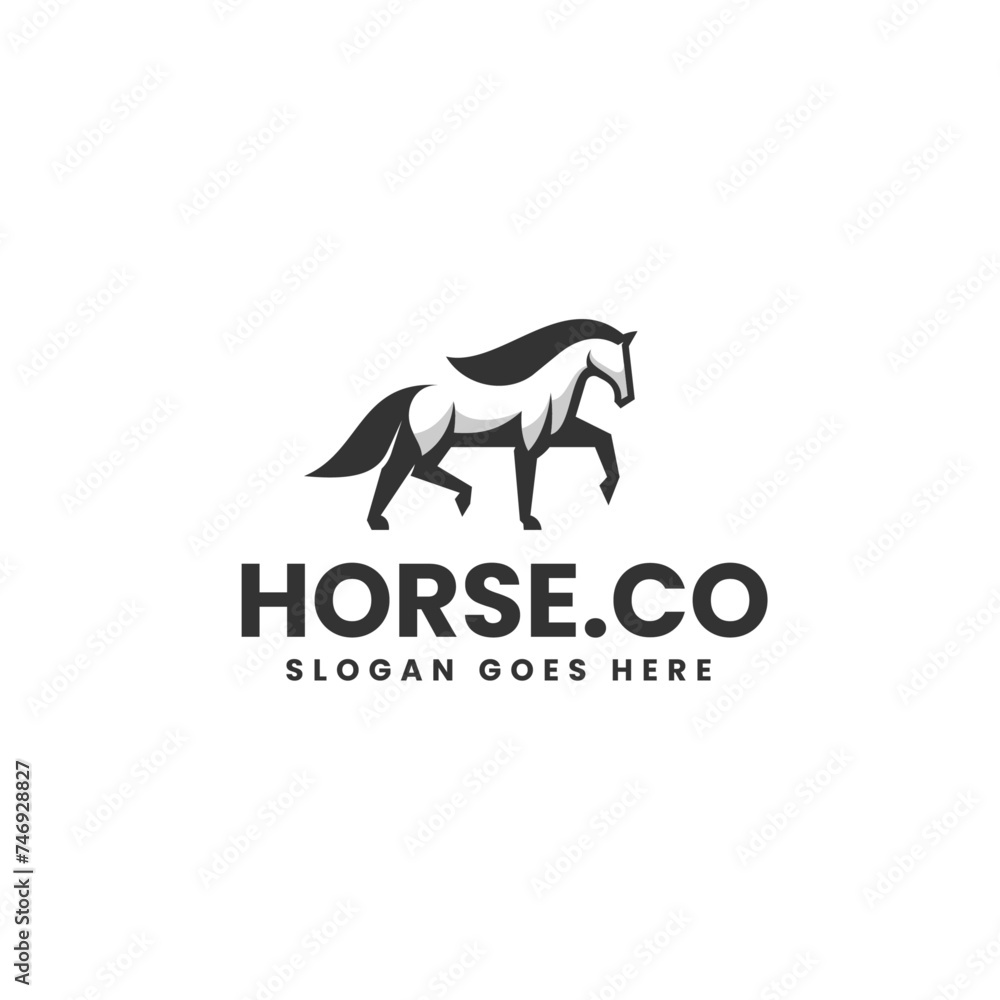 Vector Logo Illustration Horse Silhouette Style