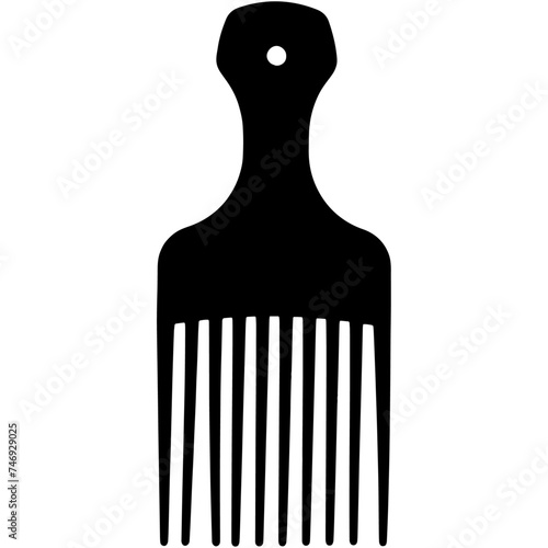 A silhouette of a hair pick