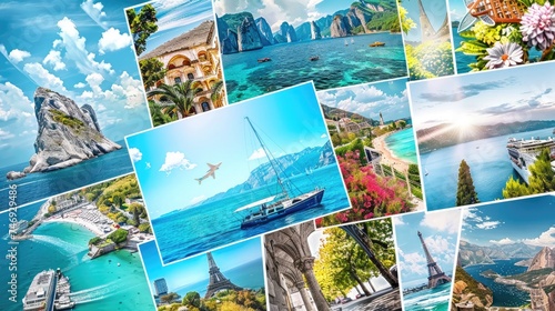 collage of travel photos from different parts of the world, travel website header 