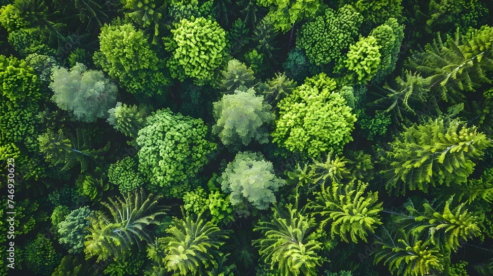 Aerial View of Lush Green Tropical Forest