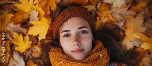 Serenity in Nature  Portrait of a Woman with Long Brown Hair Appreciating the Outdoors