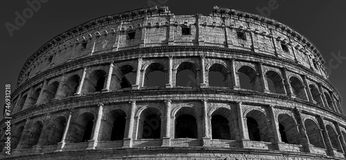 Photography Colosseum, giant amphitheatre built in Rome-Italy-Europe under the Flavian emperors