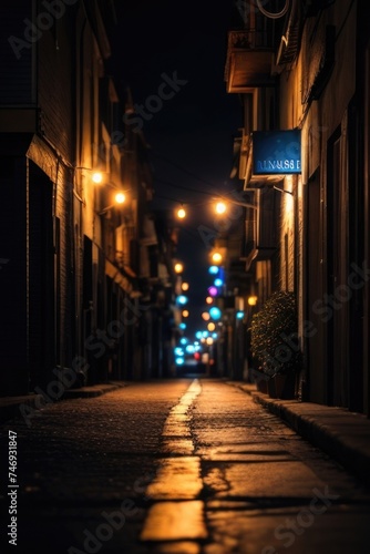 Street at night in Bokeh background