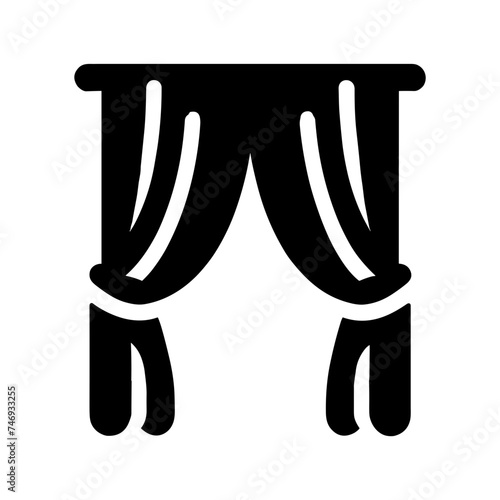 "Showcasing A Curtain In A Vector Icon, This Design Merges The Concepts Of Theater And House Window Fabric For Stylish Interior Themes."

