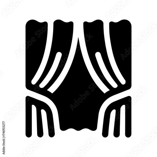 "The Icon Captures The Essence Of A Curtain, Embodying Both Theater Elegance And House Window Fabric In A Sleek Vector For Interior Settings."