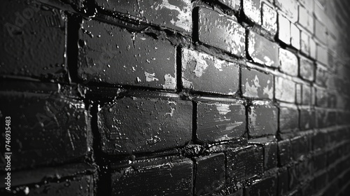 wall half finished wallpaper in brick pattern, bewitched title sequence, black and white 